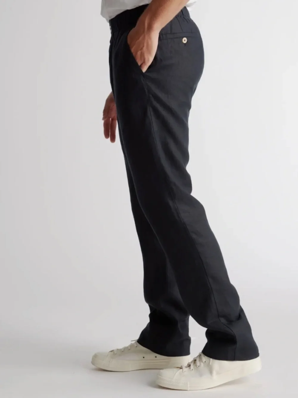 Quince Men's 100% European Linen Pants - L - Black